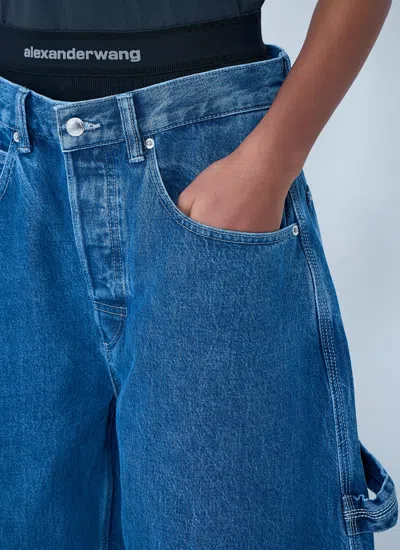 Alexander Wang Alexanderwang. T Prestyled High Rise Oversized Jeans With Logo Elastic In Deep Blue