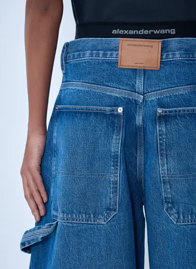 Alexander Wang Alexanderwang. T Prestyled High Rise Oversized Jeans With Logo Elastic In Deep Blue