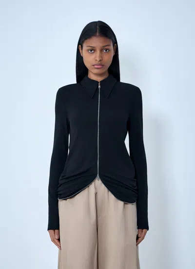 Alexander Wang Draped Back Zip Shirt In Crepe Jersey In Black