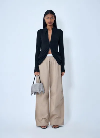 Alexander Wang Draped Back Zip Shirt In Crepe Jersey In Black