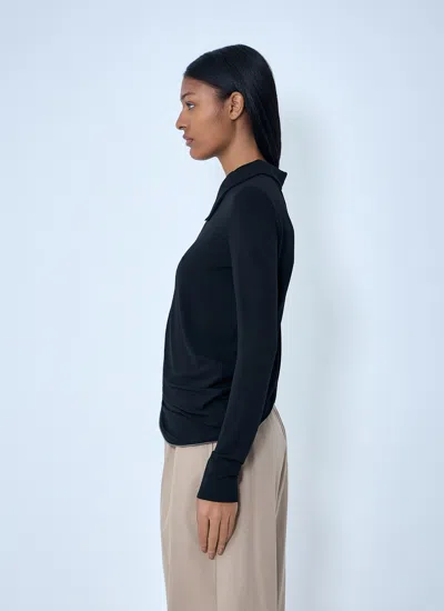 Alexander Wang Draped Back Zip Shirt In Crepe Jersey In Black