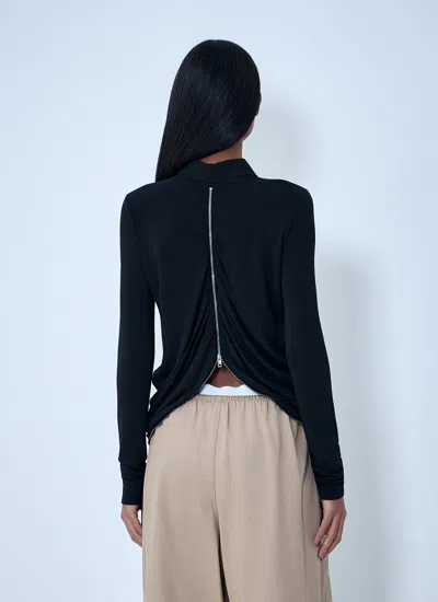 Alexander Wang Draped Back Zip Shirt In Crepe Jersey In Black