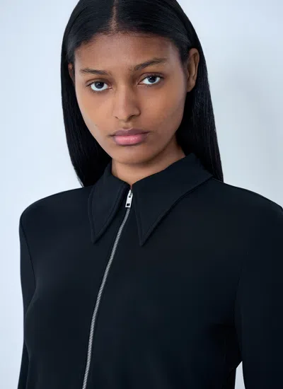 Alexander Wang Draped Back Zip Shirt In Crepe Jersey In Black