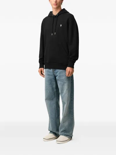 Ami Alexandre Mattiussi Ami Paris Heartfelt Pullover Hoodie For Men In Black