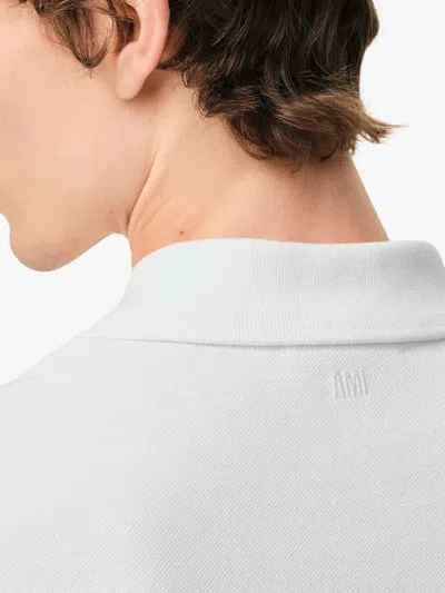 Ami Alexandre Mattiussi Ami Paris Men White Polo Shirt With Adc Embroidery On The Front And Classic Collar In Cotton Man In Multi