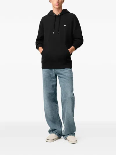 Ami Alexandre Mattiussi Ami Paris Heartfelt Pullover Hoodie For Men In Black