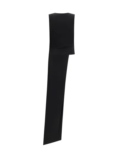 Ami Alexandre Mattiussi Sleeveless Top Asymmetric Hem Draped Detail In Black