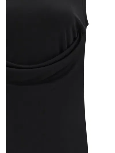 Ami Alexandre Mattiussi Sleeveless Top Asymmetric Hem Draped Detail In Black