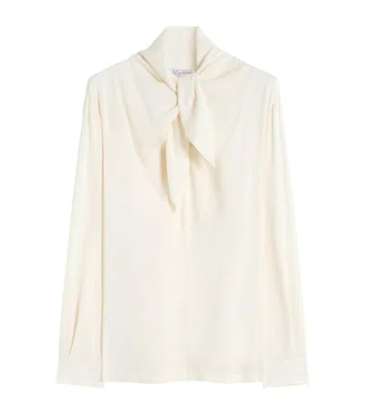 Max Mara Tie-detailed Silk Crepe De Chine Blouse In Multi