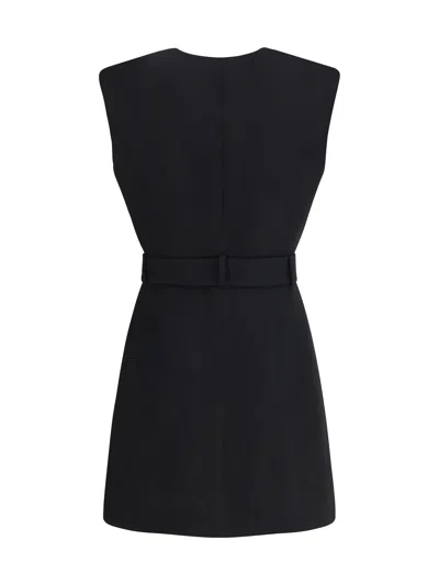 Balmain Sleeveless Wrap Dress Belted Waist Neckline In Black