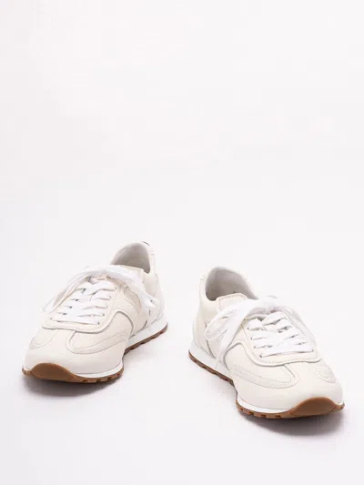 Brunello Cucinelli Grained Soft Leather Runners With Shiny Loops Shoes In White