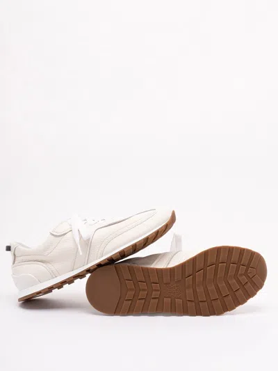 Brunello Cucinelli Grained Soft Leather Runners With Shiny Loops Shoes In White