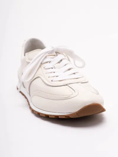 Brunello Cucinelli Grained Soft Leather Runners With Shiny Loops Shoes In White