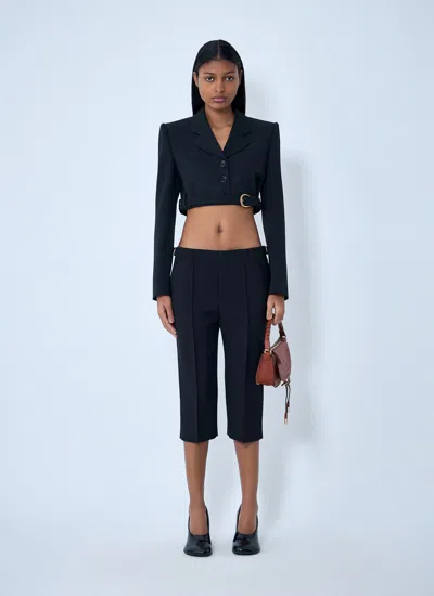 Chloé Tailored Wool Crepe Capri Pants In Black