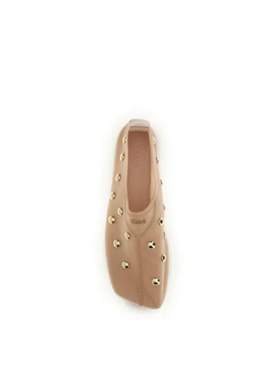 Chloé Rita Blushy Beige Ballet Flats In Transparent Mesh Women In Neutral