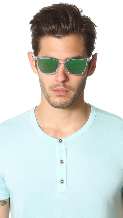 Shop Oakley Frogskins Crystal Sunglasses In Clear/jade