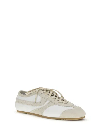 Dries Van Noten Leather Sneakers Low Profile Suede Panels Rubber Sole In Neutral