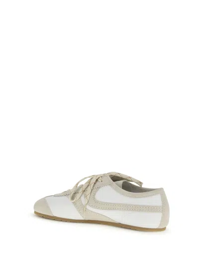 Dries Van Noten Leather Sneakers Low Profile Suede Panels Rubber Sole In Neutral