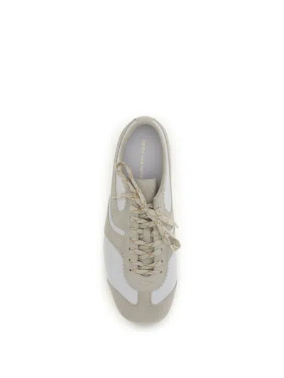 Dries Van Noten Leather Sneakers Low Profile Suede Panels Rubber Sole In Neutral