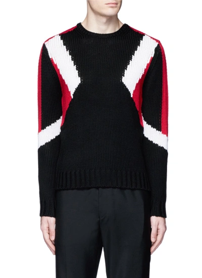 Neil Barrett 'retro Modernist' Intarsia Wool Sweater In Black/red