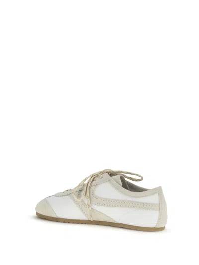 Dries Van Noten Leather Sneakers Low Profile Suede Panels Rubber Sole In White