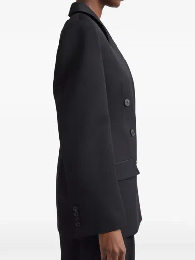 Givenchy Double Breasted Integrated Collar Wool Jacket In Black