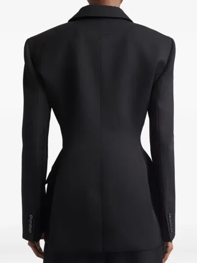 Givenchy Double Breasted Integrated Collar Wool Jacket In Black