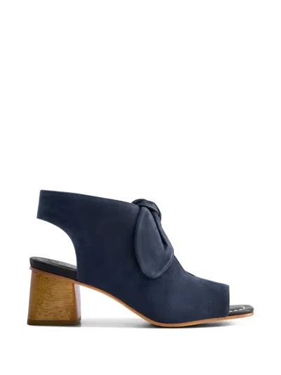 Bernardo Lizzie Suede Knot Zip Sandals In Navy
