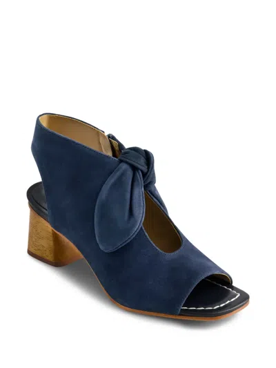 Bernardo Lizzie Suede Knot Zip Sandals In Navy