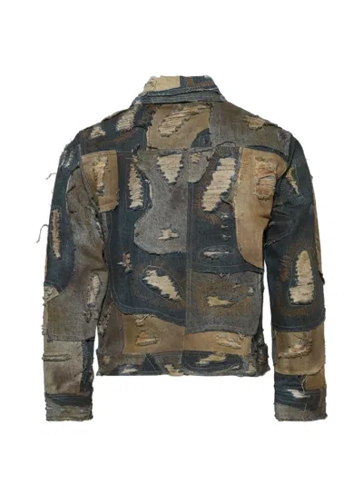Who Decides War Patchwork Distressed Trucker Denim Jacket In Brown
