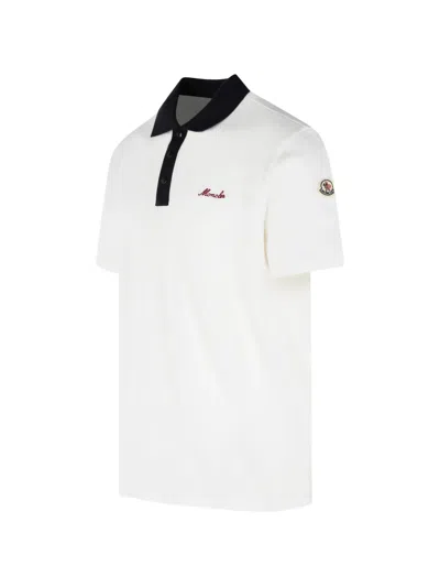 Moncler Embroidered Logo Cotton Pique Polo Shirt Clothing In White