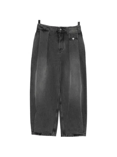 Loewe Embossed Leather-patch Jeans In Brown