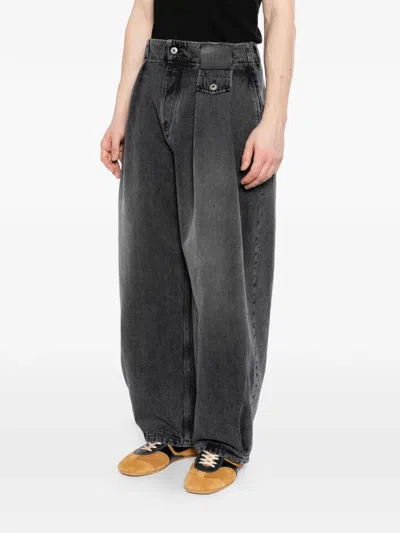 Loewe Embossed Leather-patch Jeans In Brown