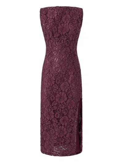 Pinko Strapless Dress Knee Length Lace Slit In Red