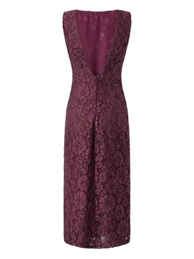 Pinko Strapless Dress Knee Length Lace Slit In Red