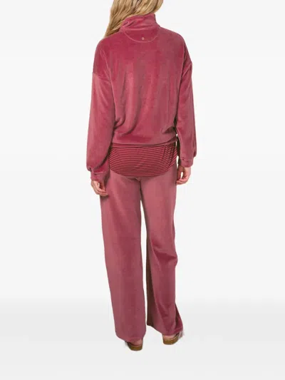 Pip Studio Solid Zip-up Sweatshirt In Burgundy