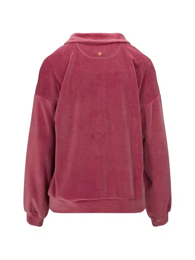 Pip Studio Solid Zip-up Sweatshirt In Burgundy