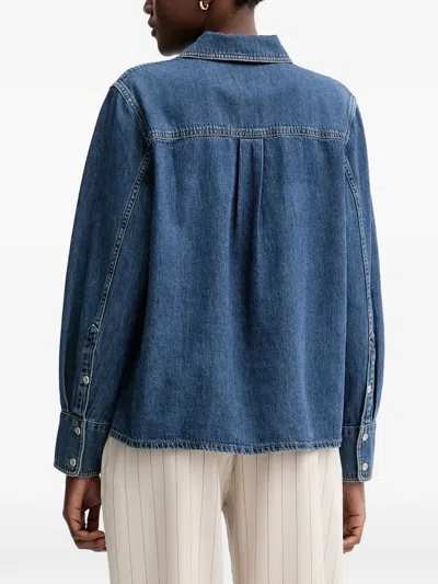 Rag & Bone Channing Split Neck Popover Top In Blue
