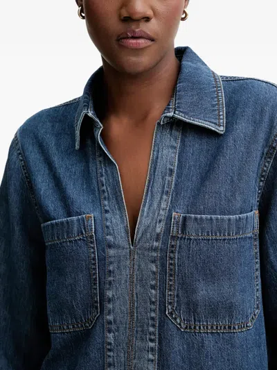 Rag & Bone Channing Split Neck Popover Top In Blue