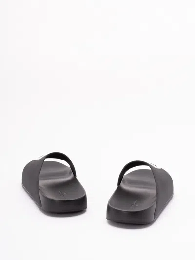 Givenchy Label Flat Mules In Black Rubber Women In Multi