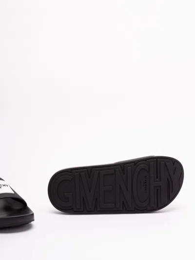 Givenchy Label Flat Mules In Black Rubber Women In Multi