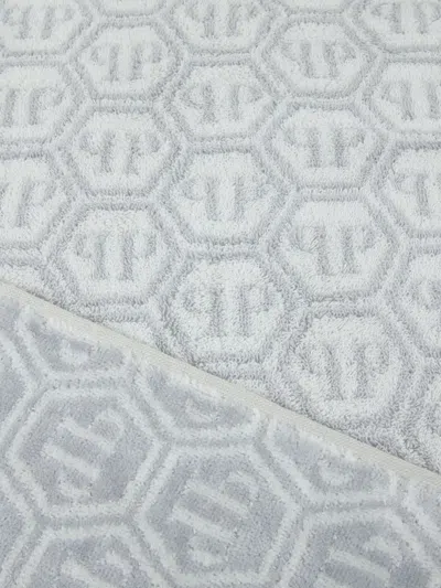 Philipp Plein Monogram-pattern Bath Towel In Gray