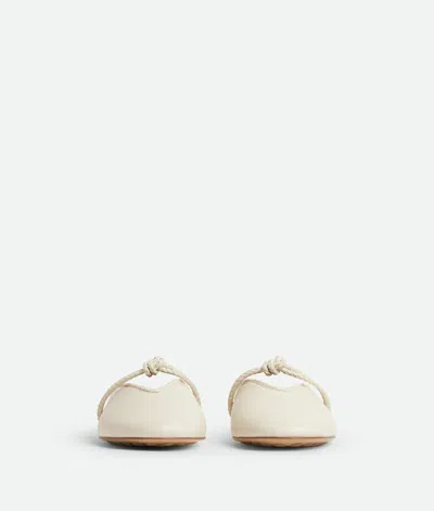Bottega Veneta Lagoon Nappa Leather Knotted Mary Jane Ballerina Mules In White