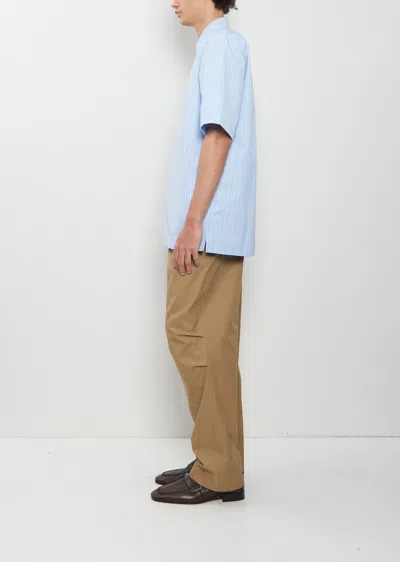 Dries Van Noten Short Sleeve Shirt Straight Cut Striped Collar In Blue