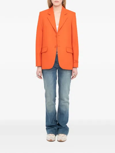 Zadig & Voltaire Womens Tangerine Vanille Single-breasted Woven Blazer In Orange
