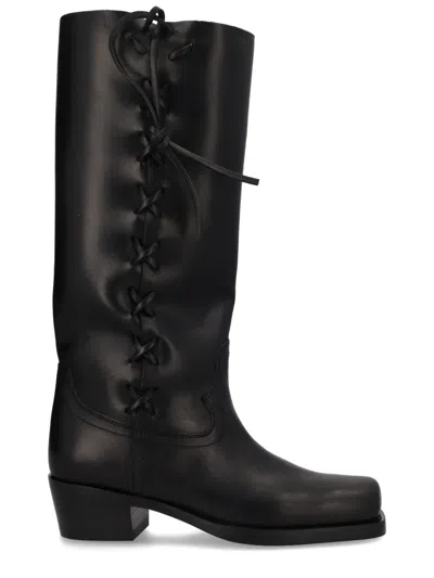 Paris Texas Women Black Roxanne Leather Boots, 5.5 Luxury Boots For Women Darveys
