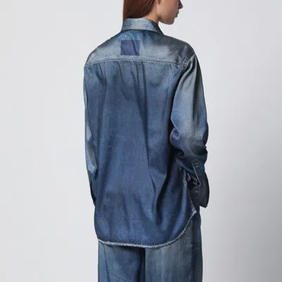 Golden Goose Deluxe Brand Women Oversized Shirt With Denim Print In Blue