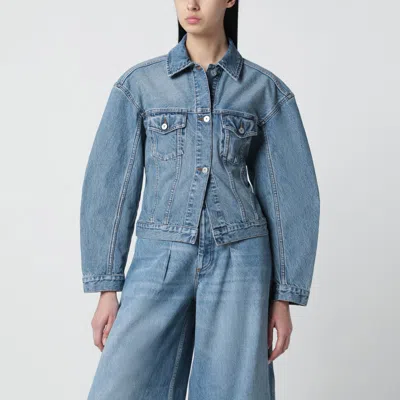 Jacquemus Classic Cotton Denim Jacket With Tailored Hem And Chest Pockets In Blue