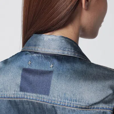 Golden Goose Deluxe Brand Women Oversized Shirt With Denim Print In Blue