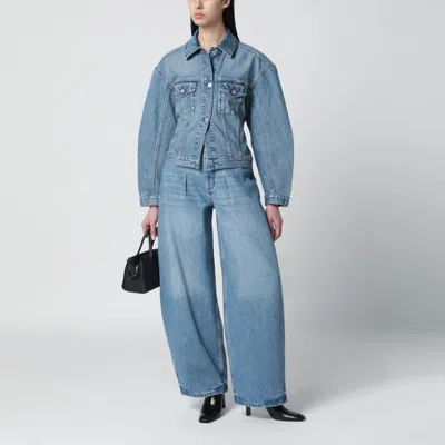 Jacquemus Classic Cotton Denim Jacket With Tailored Hem And Chest Pockets In Blue